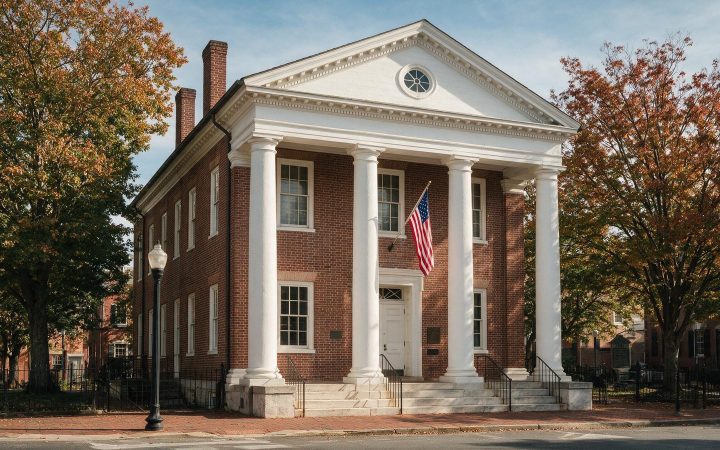 Historic brick courthouse with white columns in Wilmington, Delaware LLC guide