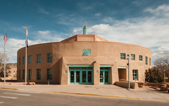 New Mexico State Capitol, the Roundhouse in Santa Fe, illustrating the New Mexico business search