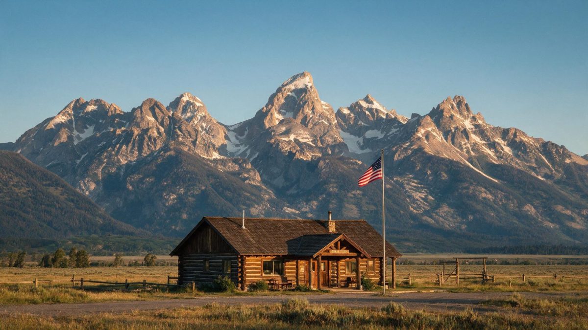 Ranch office under the Grand Tetons in Wyoming, illustrating a Wyoming LLC guide