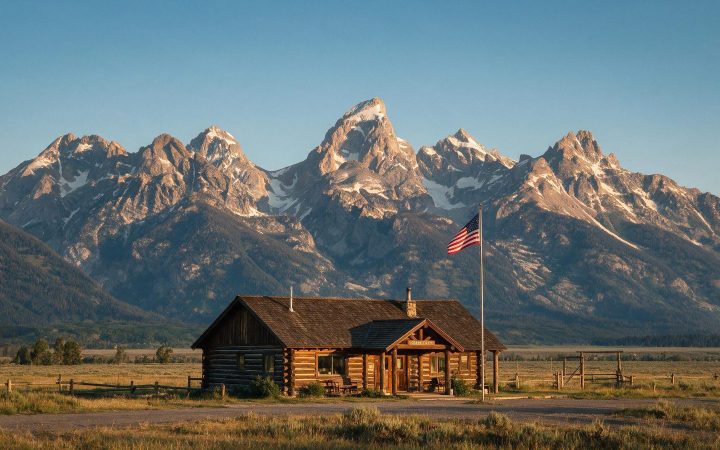 Ranch office under the Grand Tetons in Wyoming, illustrating a Wyoming LLC guide